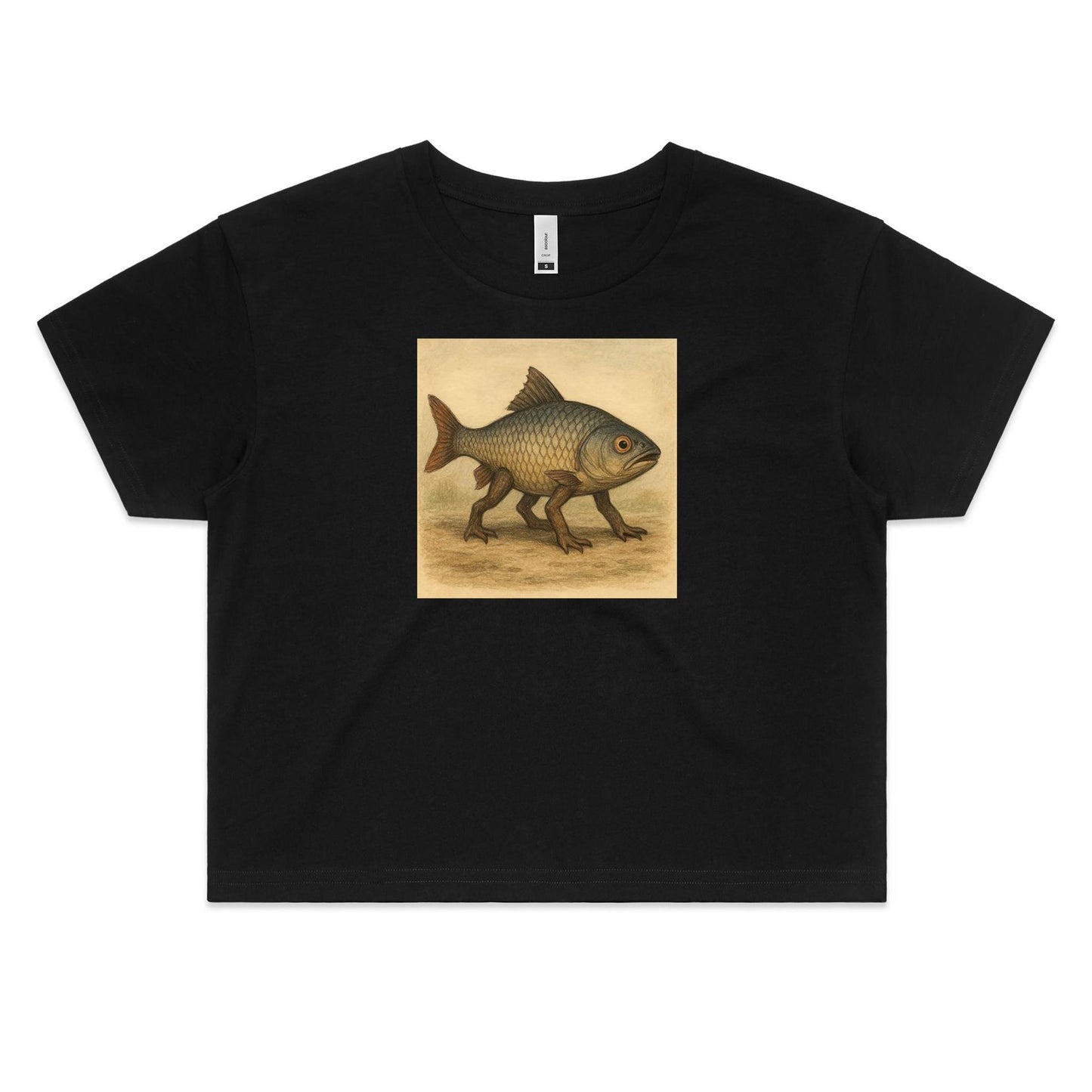 Fish with Four Legs Crop T Shirts for Women
