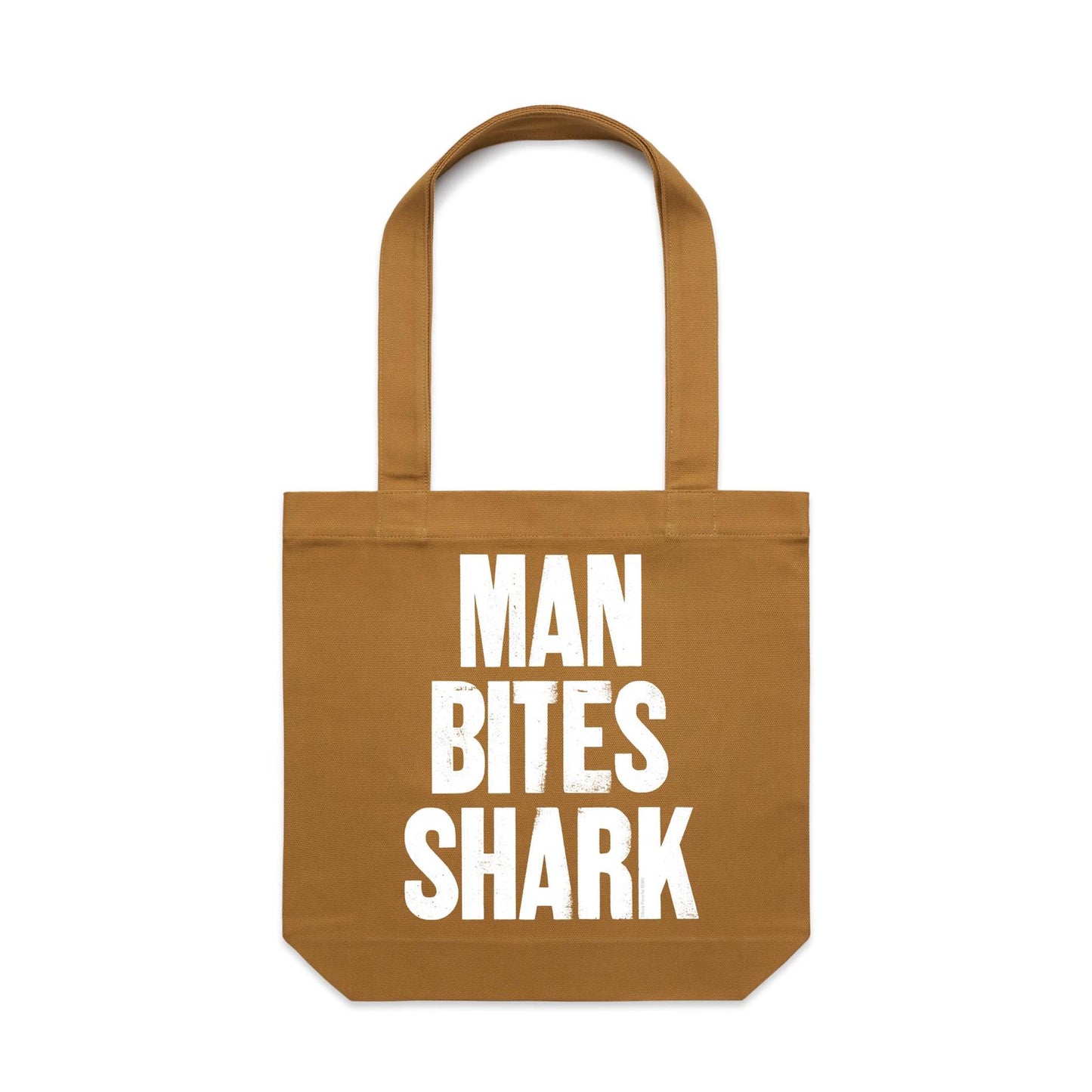 Man Bites Shark Canvas Totes