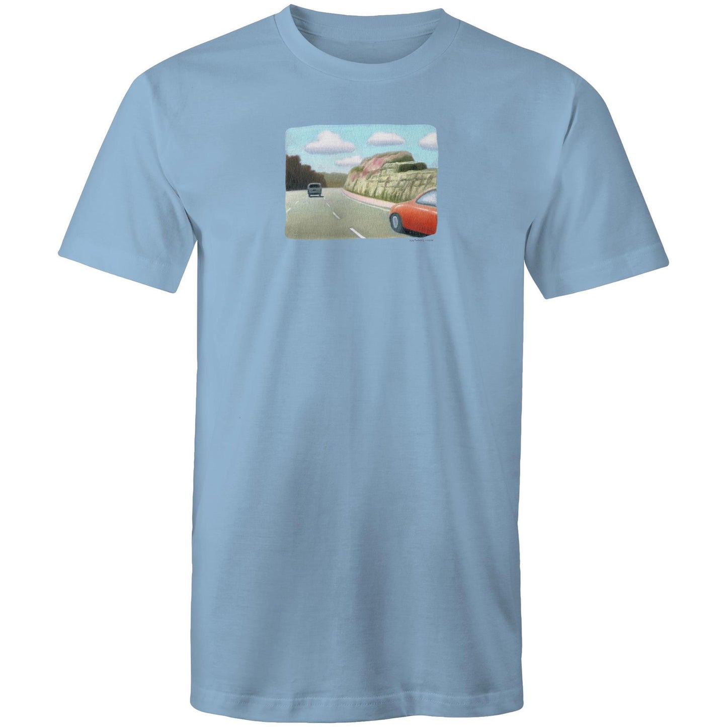 Red Sedan on the M1 T Shirts for Men (Unisex)