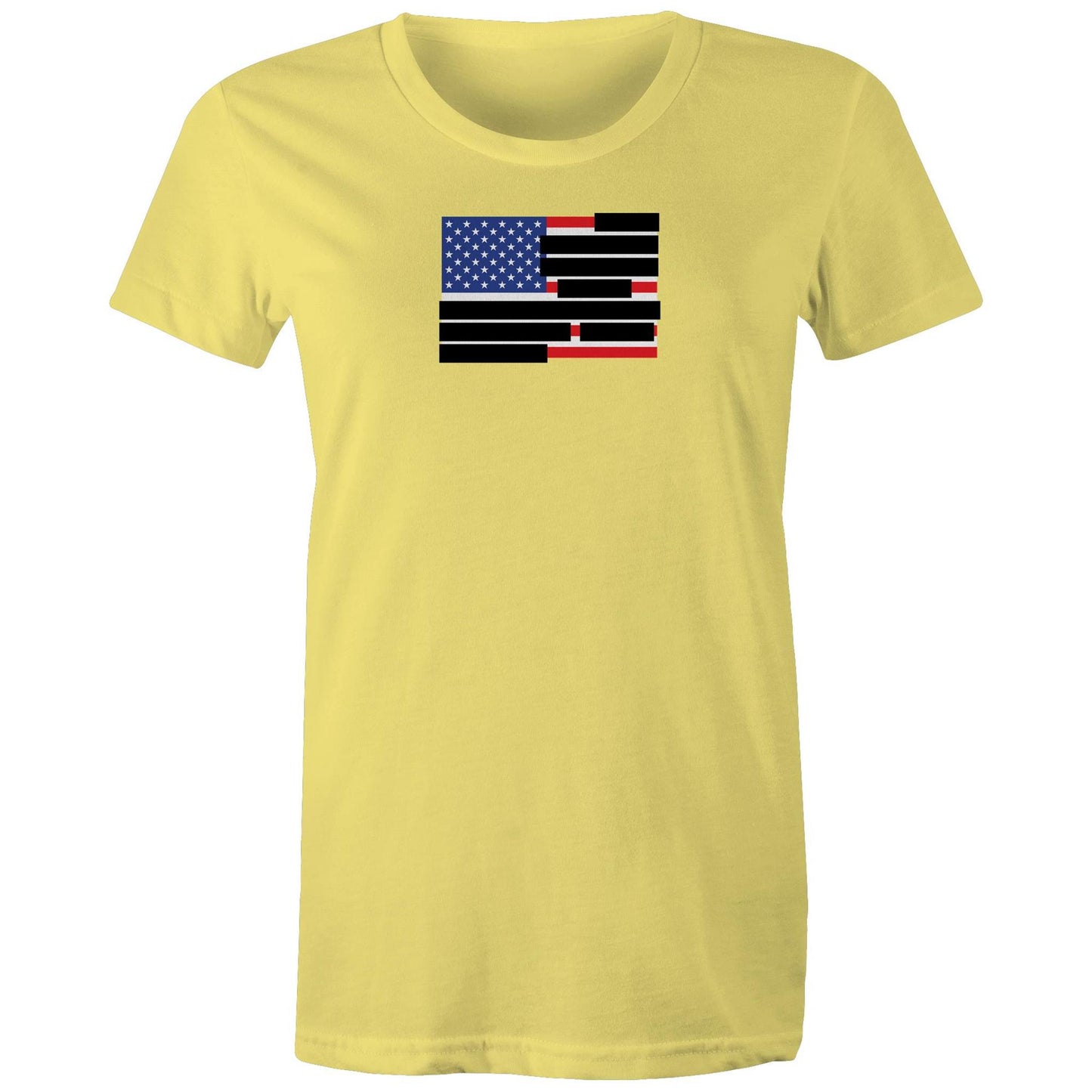 US Flag Redacted T Shirts for Women