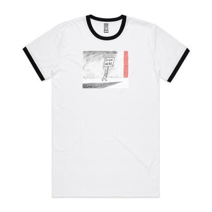 Sign Here Ringer T Shirts for Men