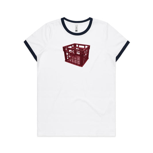 Milk Crate Ringer T Shirts for Women