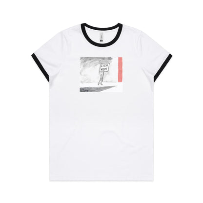 Sign Here Ringer T Shirts for Women
