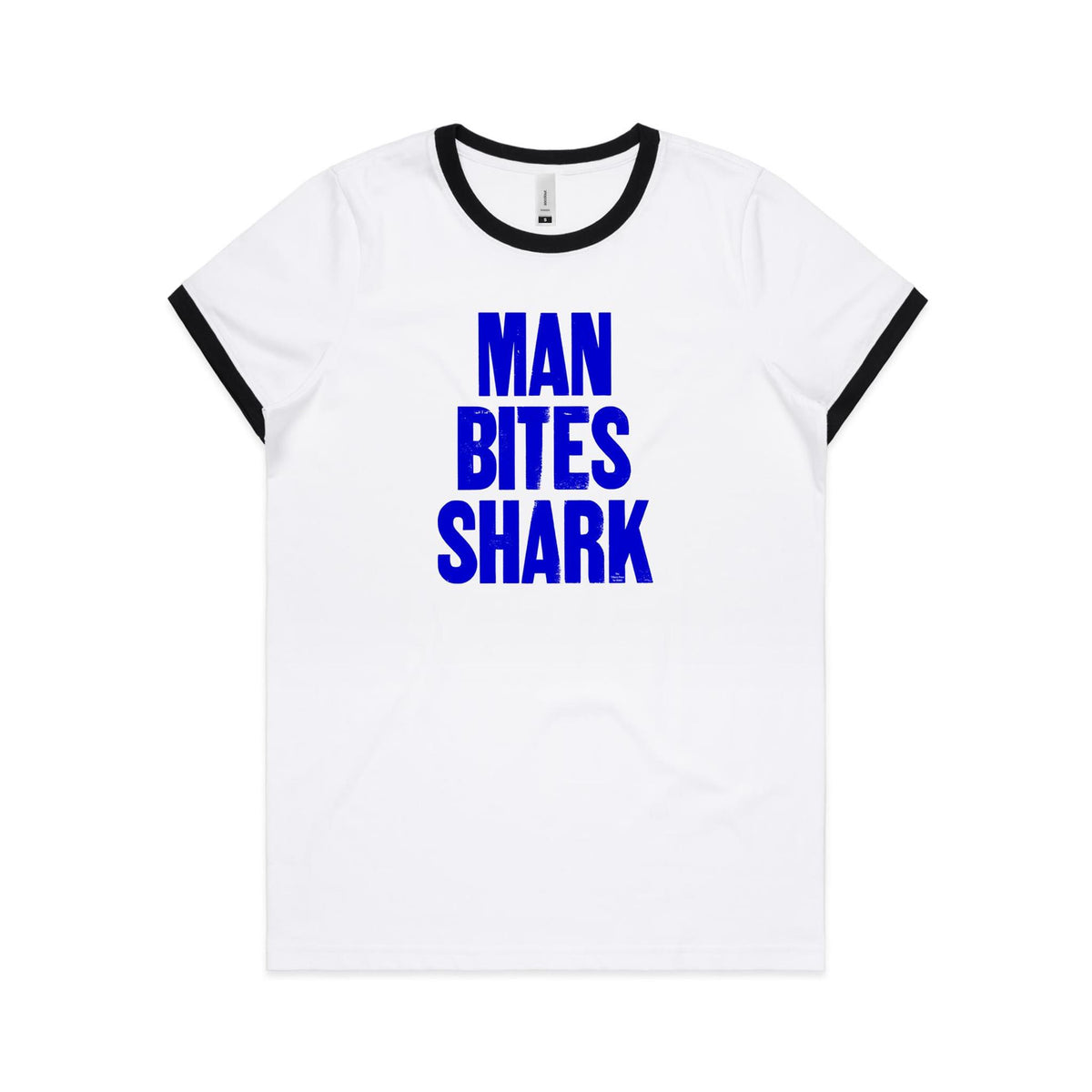 Man Bites Shark Ringer T Shirts for Women