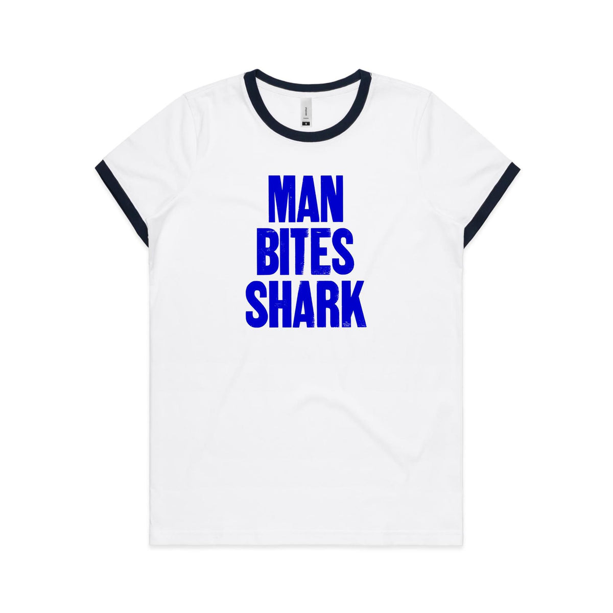 Man Bites Shark Ringer T Shirts for Women