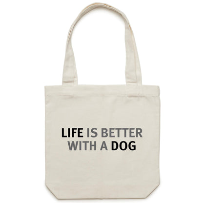 Life is Better with a Dog Canvas Totes
