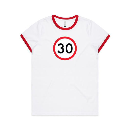 Age Milestone 30 Ringer T Shirts for Women