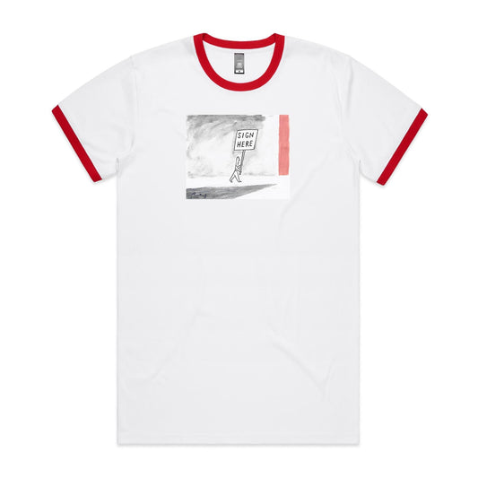Sign Here Ringer T Shirts for Men