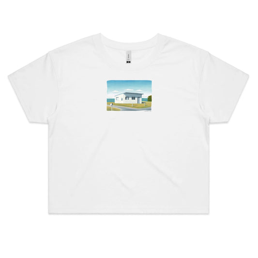 Beach Cottage, South Coast Crop T Shirts for Women
