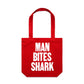 Man Bites Shark Canvas Totes