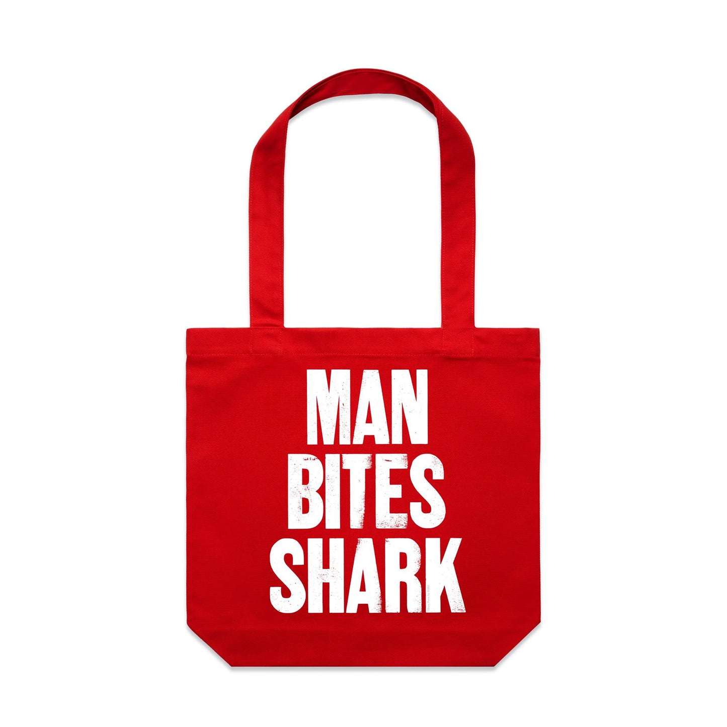 Man Bites Shark Canvas Totes