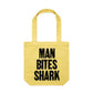 Man Bites Shark Canvas Totes