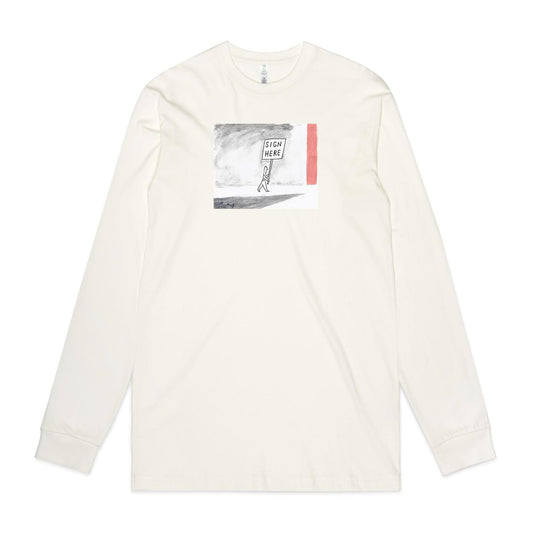 Sign Here Long Sleeve T Shirts for Men (Unisex)