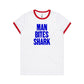 Man Bites Shark Ringer T Shirts for Women