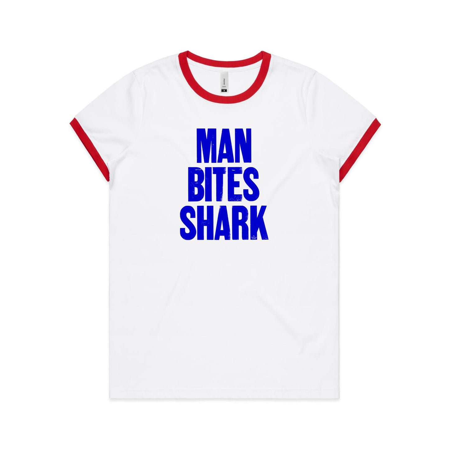 Man Bites Shark Ringer T Shirts for Women