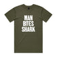 Man Bites Shark T Shirts for Men (Unisex)