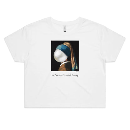 The Pearl with a Girl Earring Crop T Shirts for Women
