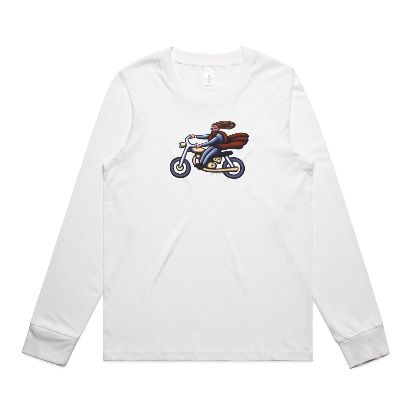 Australian Jesus Long on the Golden Motorbike Sleeve T Shirts for Women