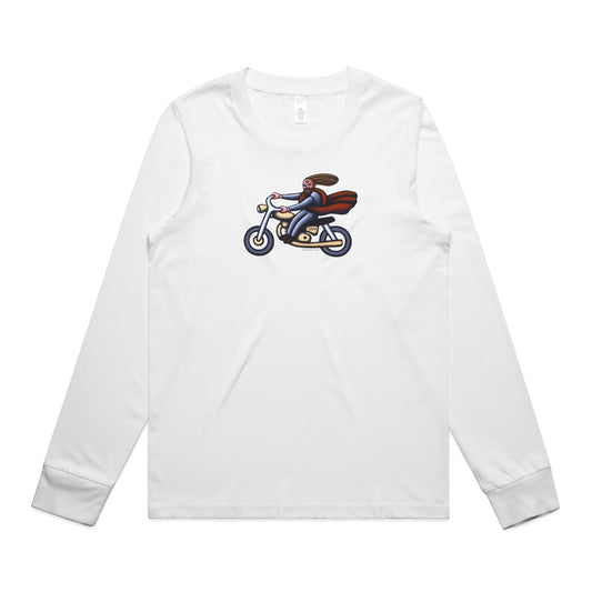 Australian Jesus Long on the Golden Motorbike Sleeve T Shirts for Women