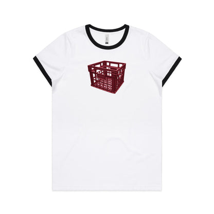 Milk Crate Ringer T Shirts for Women