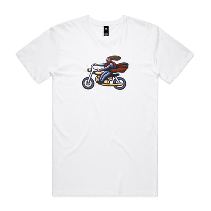 Australian Jesus on the Golden Motorbike T Shirts for Men (Unisex)