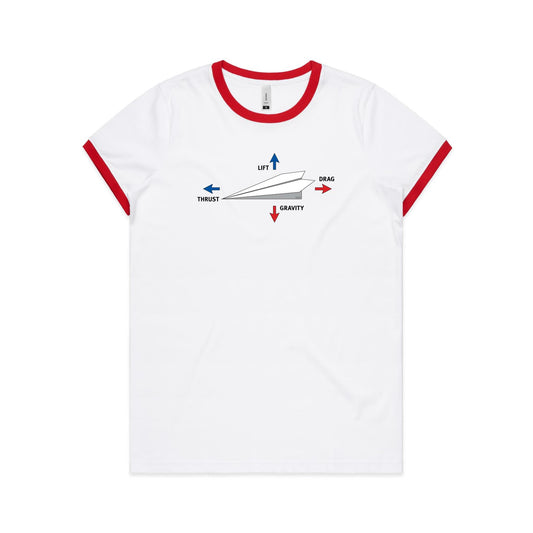 Paper Plane Ringer T Shirts for Women