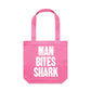 Man Bites Shark Canvas Totes