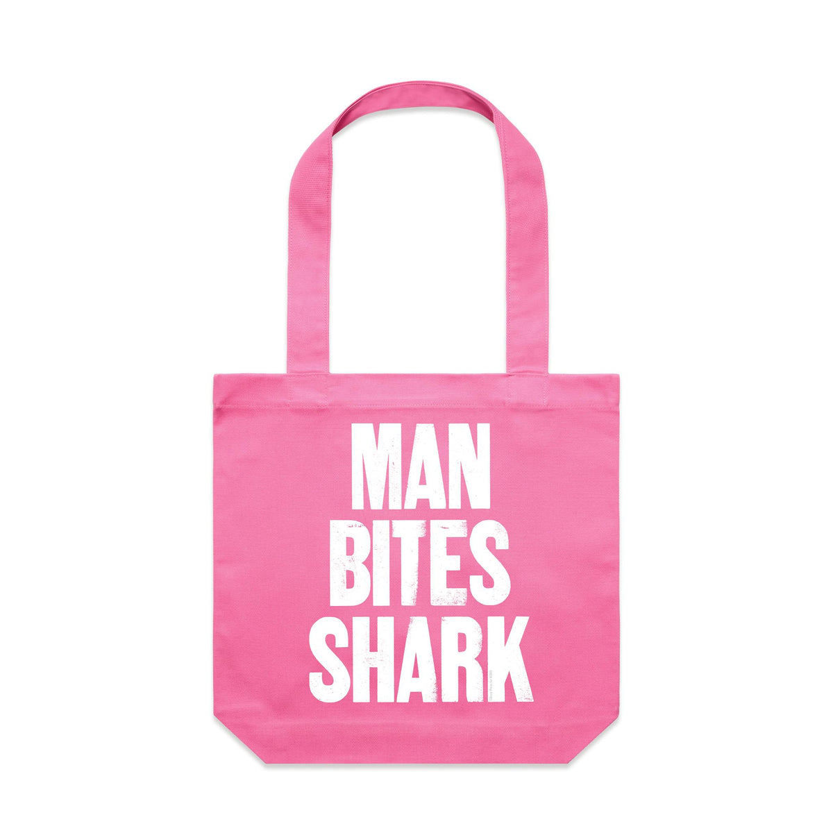 Man Bites Shark Canvas Totes
