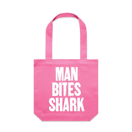 Man Bites Shark Canvas Totes