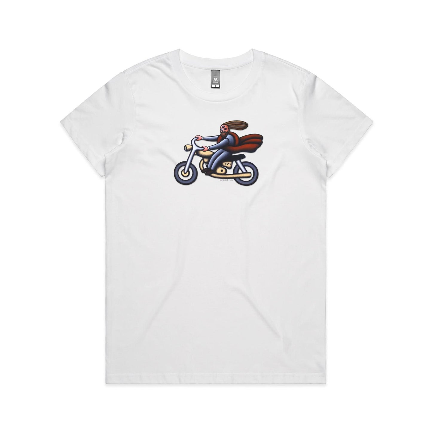 Australian Jesus on the Golden Motorbike T Shirts for Women