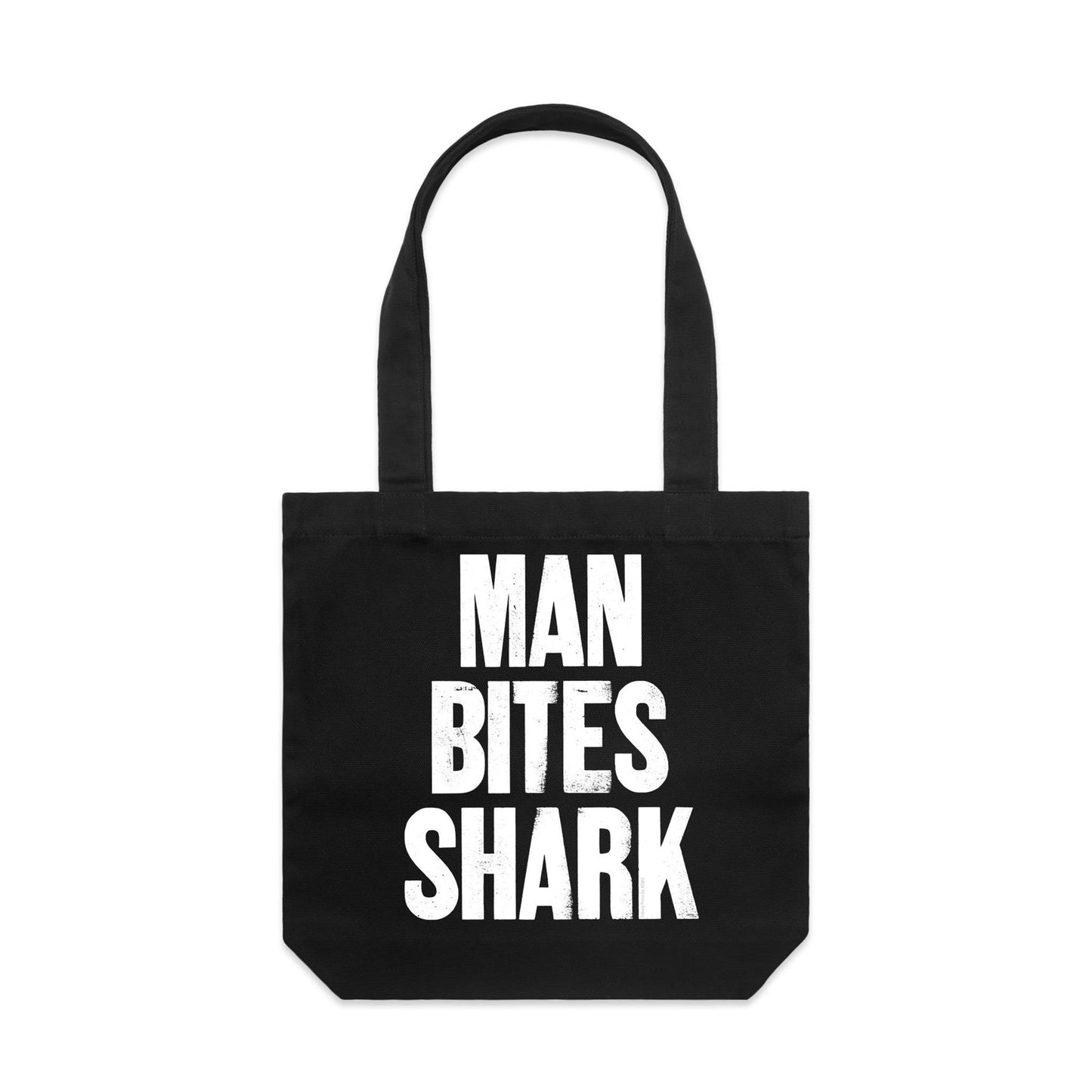 Man Bites Shark Canvas Totes