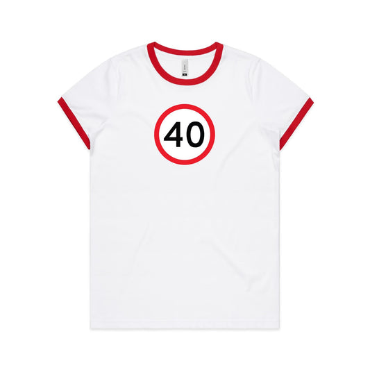 Age Milestone 40 Ringer T Shirts for Women
