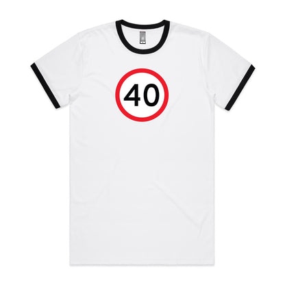 Age Milestone 40 Ringer T Shirts for Men (Unisex)