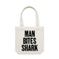 Man Bites Shark Canvas Totes