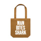 Man Bites Shark Canvas Totes