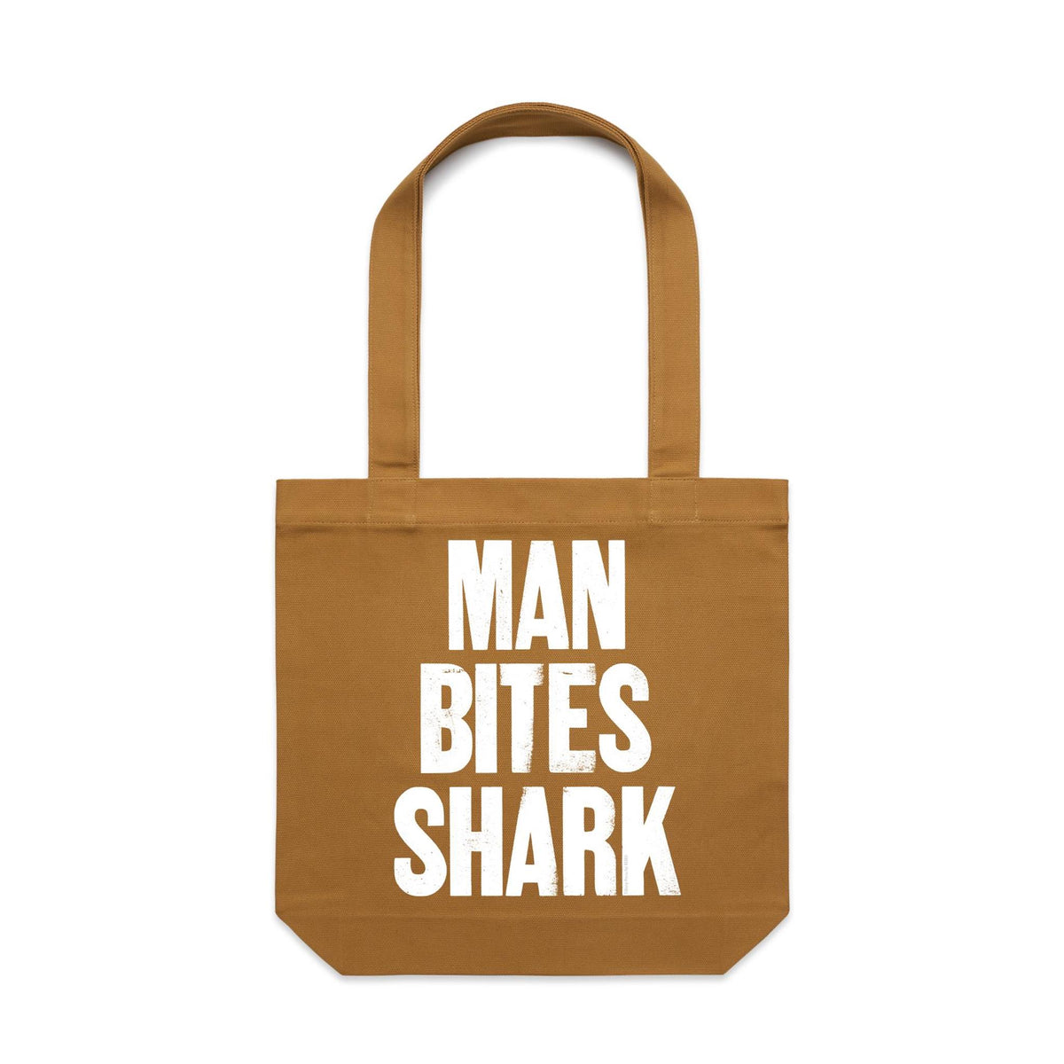 Man Bites Shark Canvas Totes