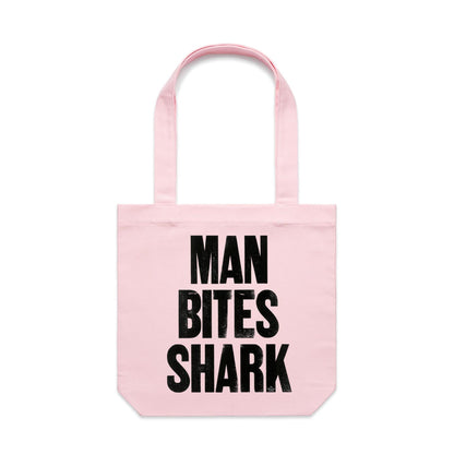 Man Bites Shark Canvas Totes