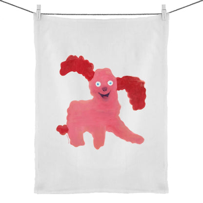 Pink Dog Tea Towel