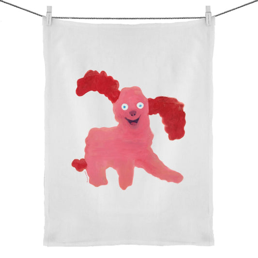 Pink Dog Tea Towel