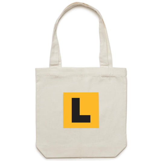 L Plate Canvas Totes