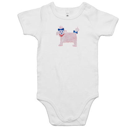 White Dog Rompers for Babies