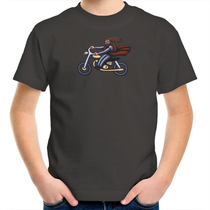 Australian Jesus on the Golden Motorbike T Shirts for Kids