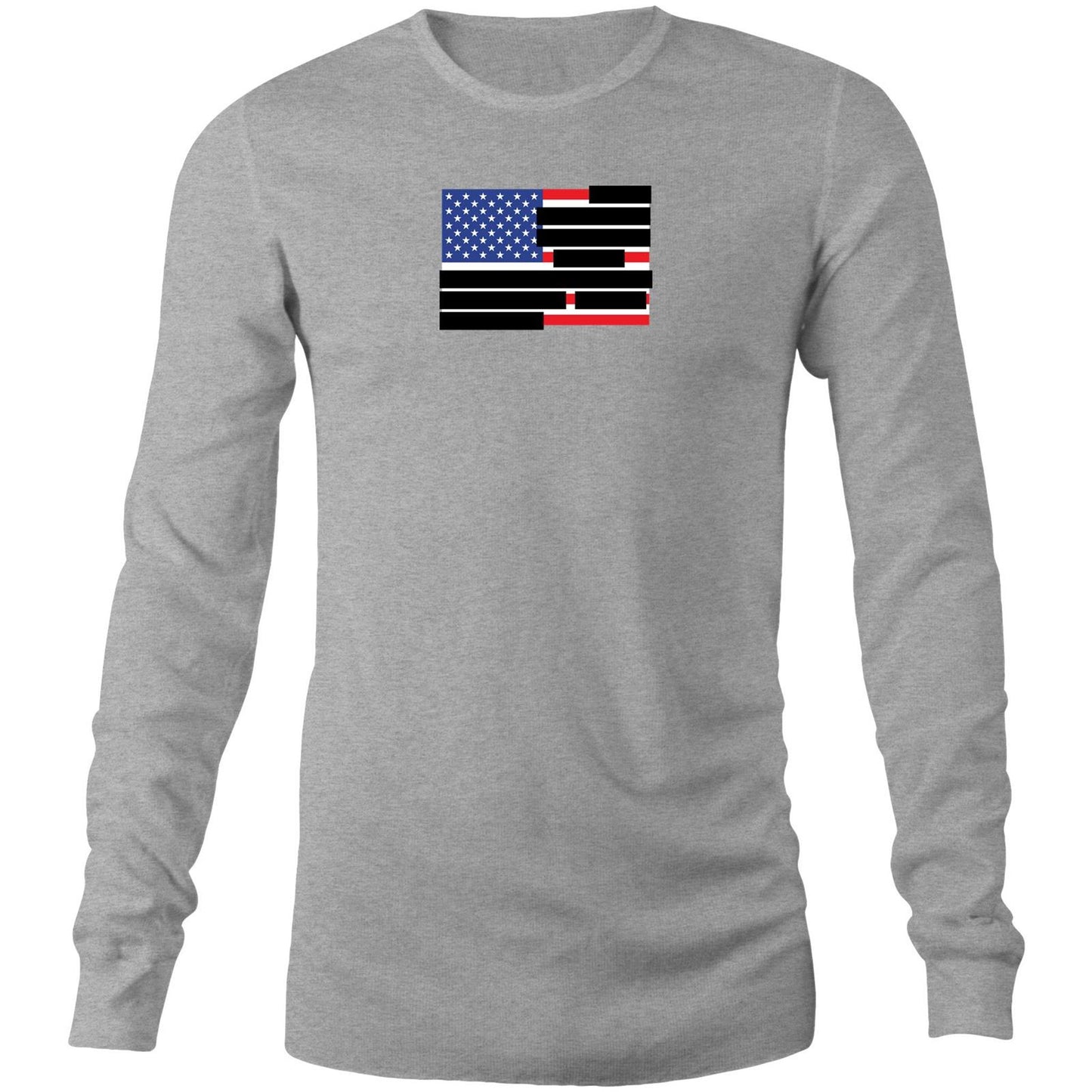 US Flag Redacted Long Sleeve T Shirts
